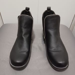 Black Chelsea Ankle Boots with Studded Trim